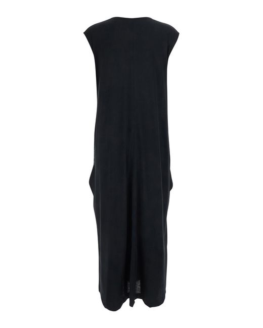 Totême Black Long Jersey Dress Tie-Waist