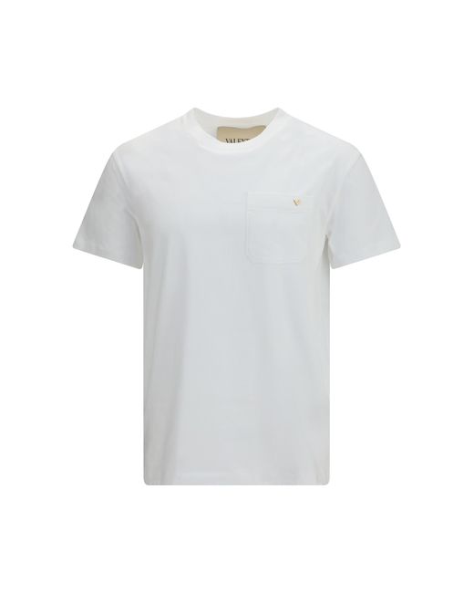 Valentino White Cotton T-Shirt With Vgold T-Shirts for men