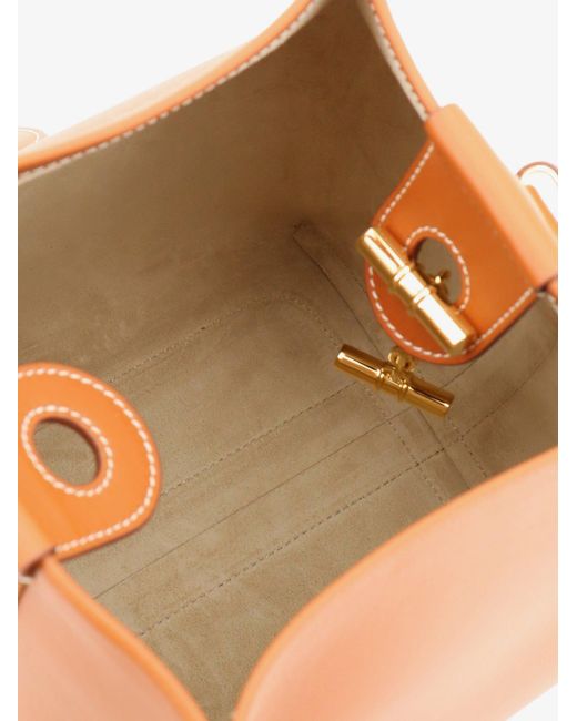Loro Piana Orange Leather Handbag Bale Handbags