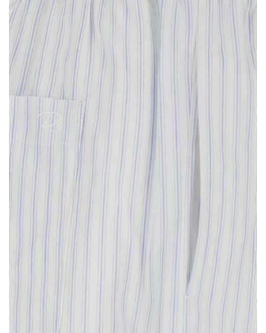 DUNST White Pajama String Pants With Stripes Cotton Trousers
