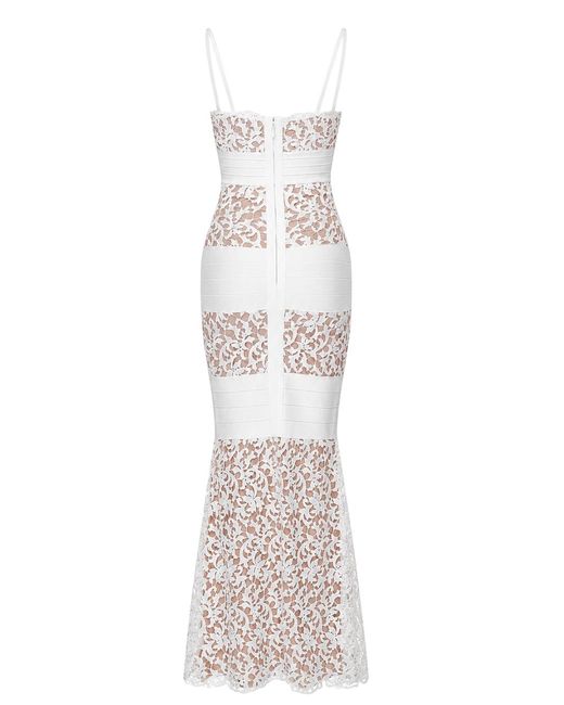 Hervé Léger White Long Dress Marielle Gown