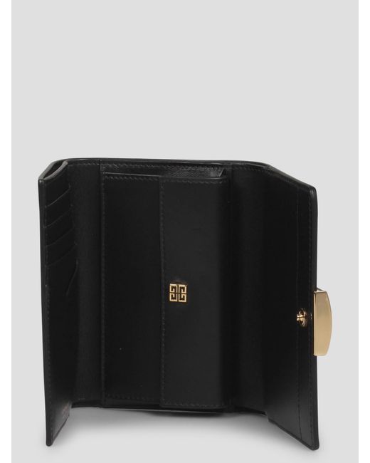 Givenchy Black Leather Medium 4G Flap Wallet