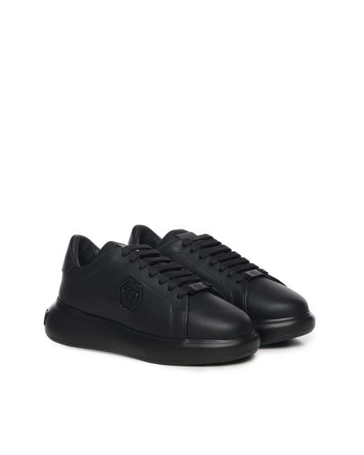 Philipp Plein Black Hexagon Low Top Sneakers for men