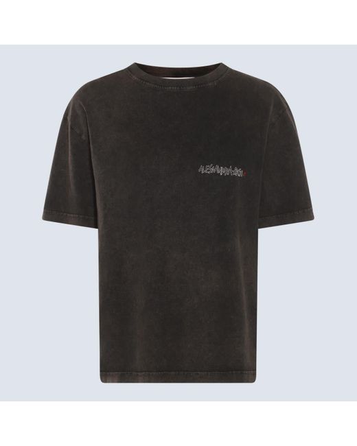Alessandra Rich Black Dark Grey Multicolour Cotton T-shirt