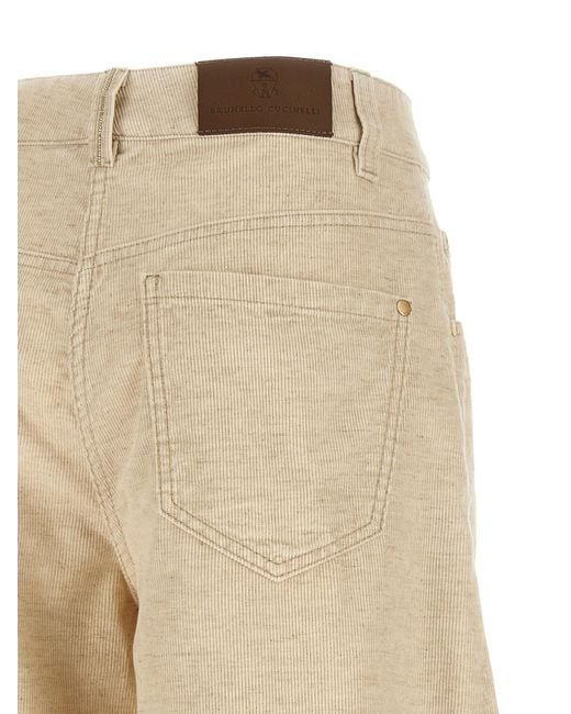 Brunello Cucinelli Natural Cotton Casual Pants
