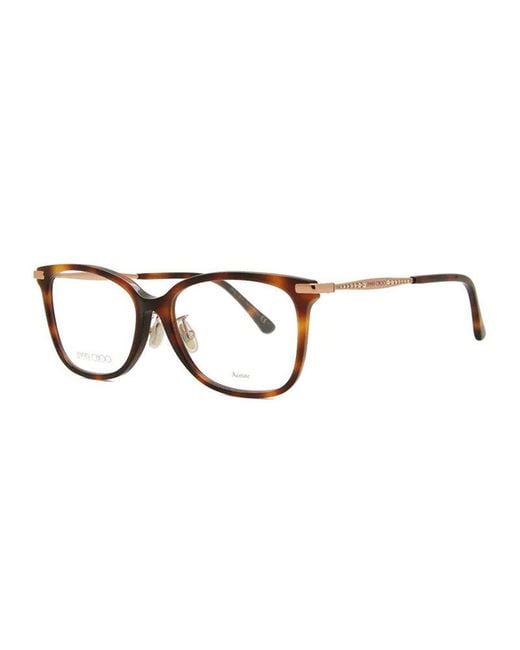 Jimmy Choo Brown Eyeglasses Rectangle Full Rim, Havana/ Frame And Clear Demo Lenses Lens Jc307/F006J00