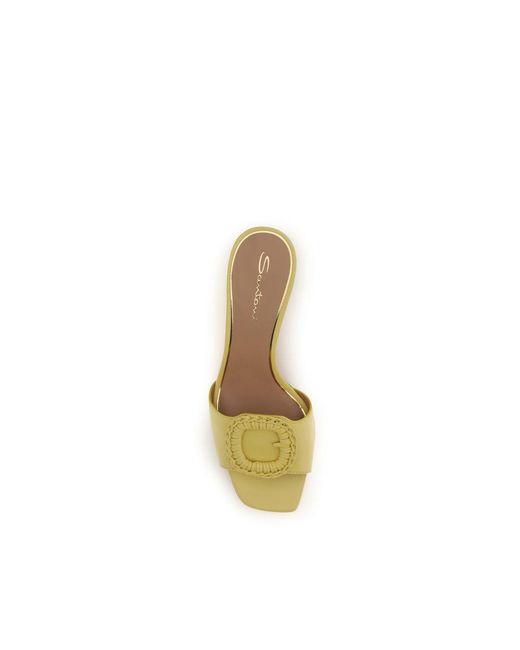 Santoni Yellow Bicolor Calf Leather Bos Taurus Sandals
