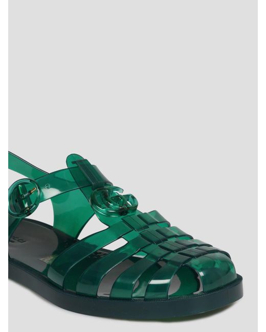 Gucci Double G Sandals in Green for Men