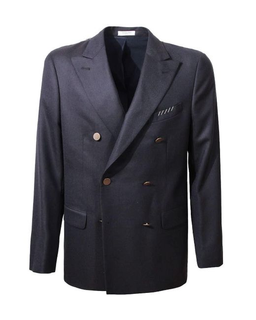 Boglioli Blue Double-Breasted Jacket for men