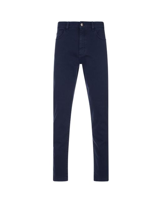 Zegna Blue Utility Stretch Cotton Roccia Jeans for men