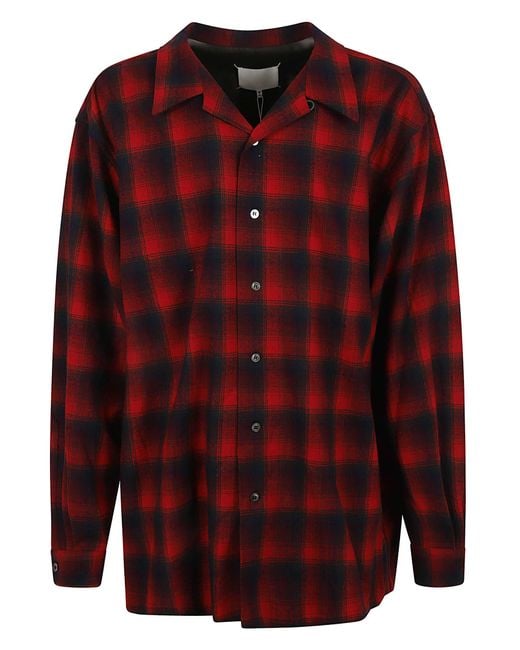 Maison Margiela Red Checked Buttoned Shirt for men
