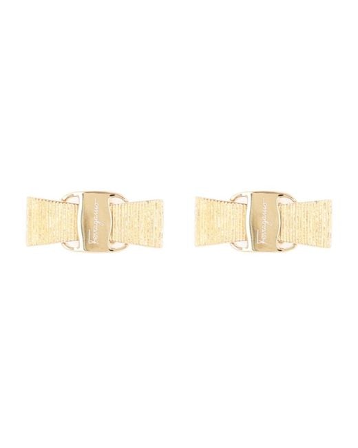Ferragamo Natural Earrings Vara Bow Brass