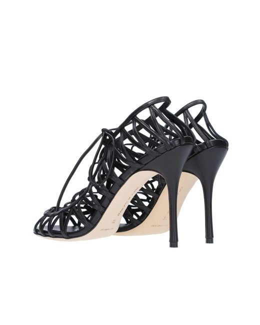 Manolo Blahnik Blue Hamza 105 Leather Sandals