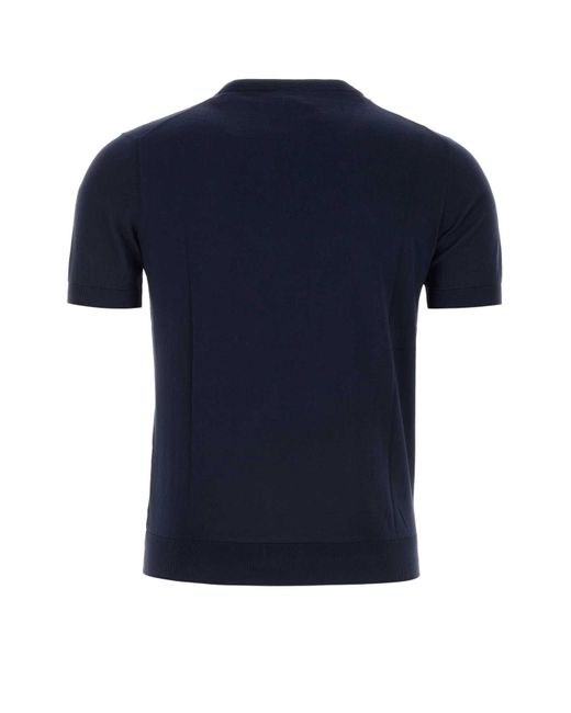 Fedeli Blue Cotton Sweater for men