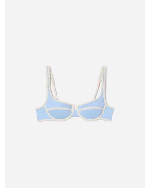 Mc2 Saint Barth Blue Amira String Balconette Bikini Top With Trims