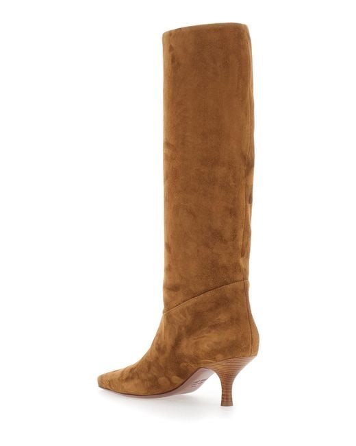 Paris Texas Brown Heeled Boots Rose 60 Goat Leather