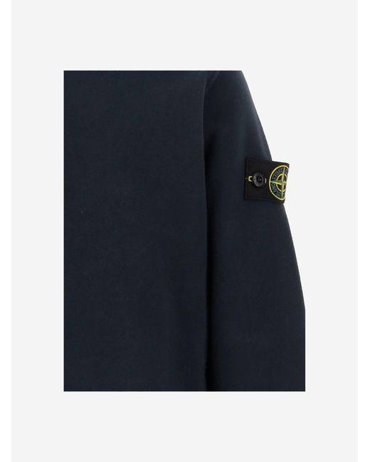 Stone Island Blue Stretch Cotton Sweatshirt Hoods & Sweatshirts for men