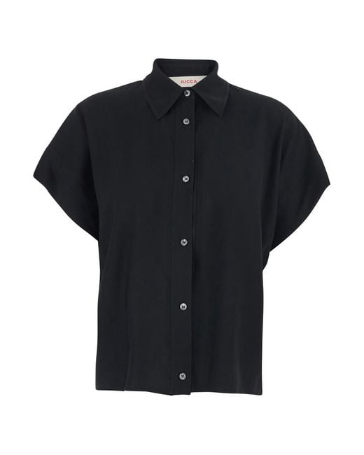 Jucca Black Shirt With Classic Collar And Short Sleeves