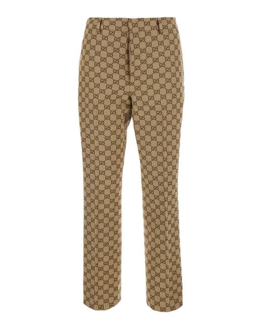 Gucci Natural Trousers With Gg Motif