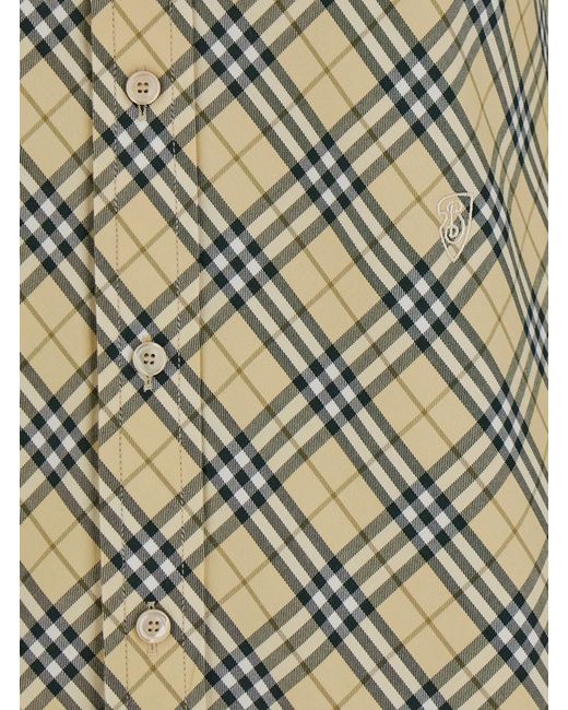 Burberry Green Oversize Shirt With All-Over Check Motiv