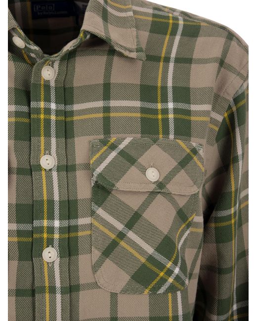 Polo Ralph Lauren Green Cotton Twill Plaid Shirt