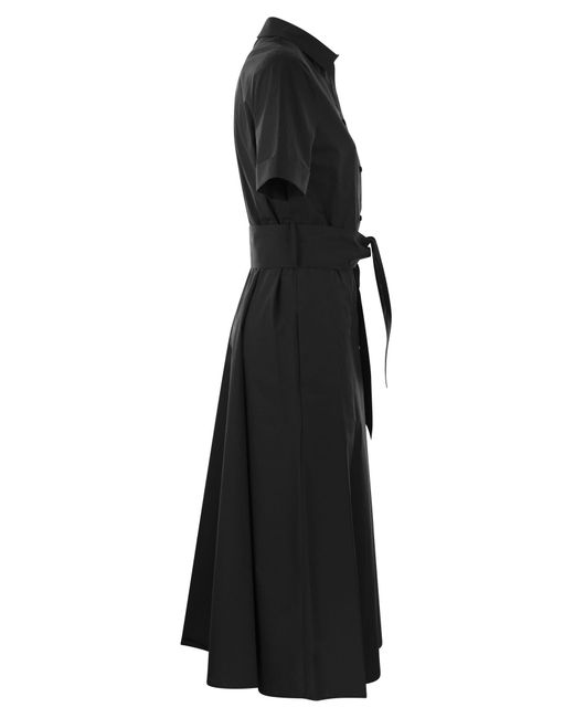 Woolrich Black Pure Cotton Poplin Chemisier Dress