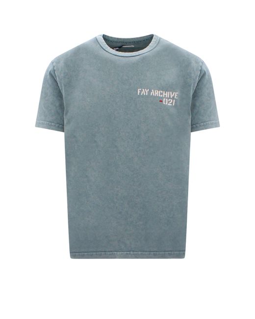 Fay Blue Logo Print T-shirt for men