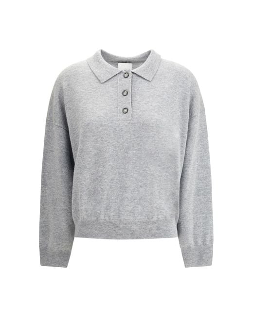 Allude Gray Wool Polo Sweater