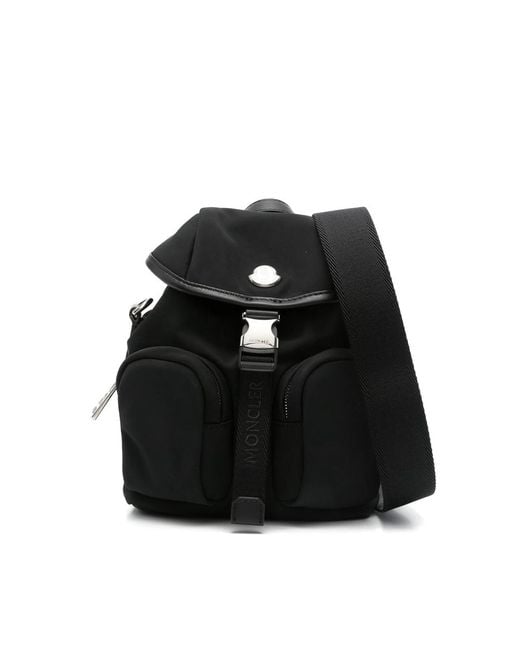 Moncler Black Logo-Embossed Foldover Backpack