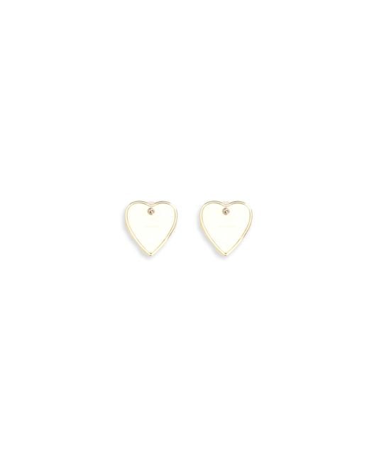 Self-Portrait White Embellished Heart Earrings Brass