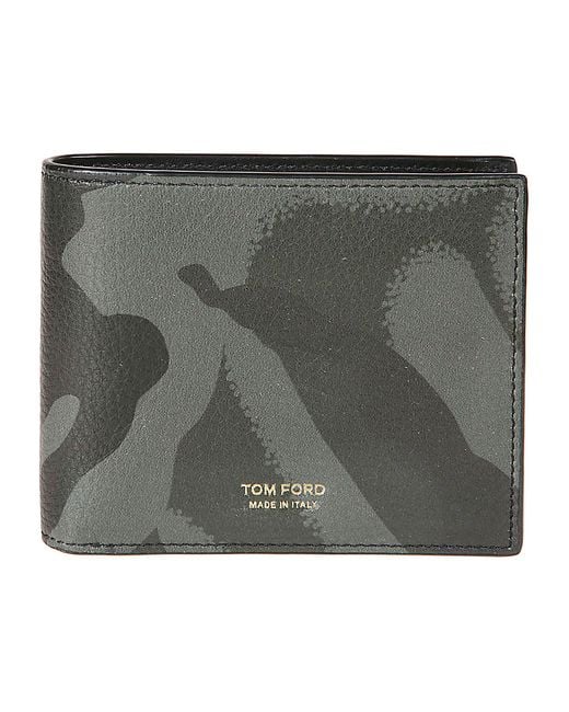 Tom Ford Gray Camouflage Bill-Fold Wallet for men