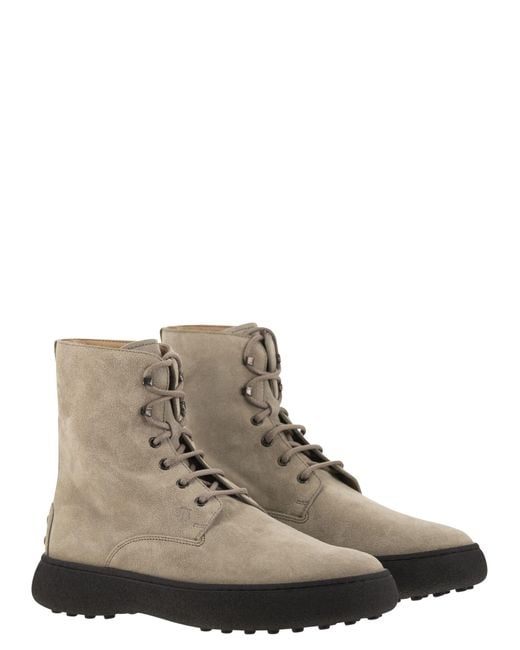 Tod's Brown Suede Lace-Up Boot for men