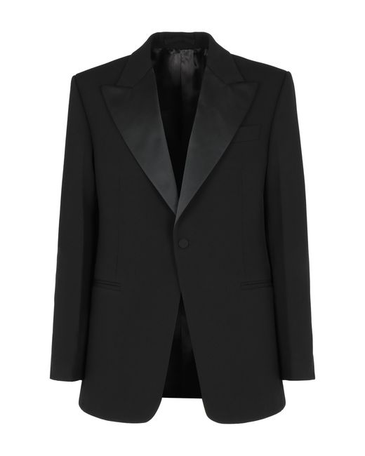 Ferragamo Black Contrasting Lapel Tuxedo Blazer Virgin Wool; Polyester Suit & Dinner Jackets for men