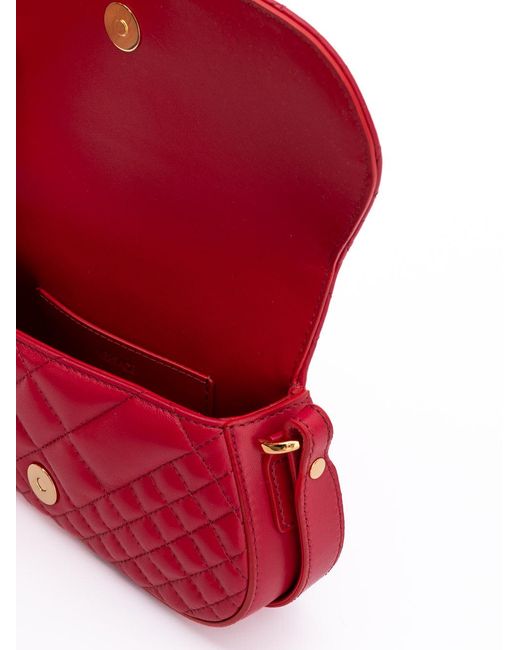 Versace Red Leather Quilted Shoulder Strap Bag