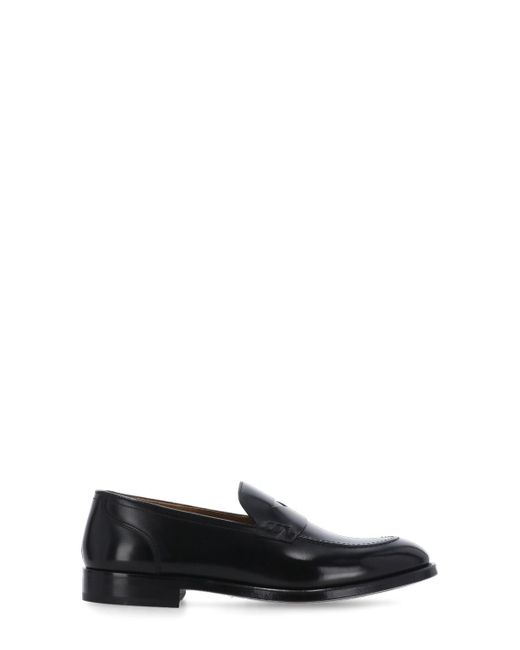 Doucal's Black Leather Loafers for men