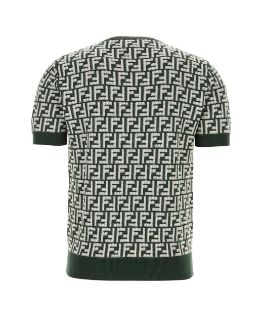 Fendi Black Embroidered Wool Sweater for men