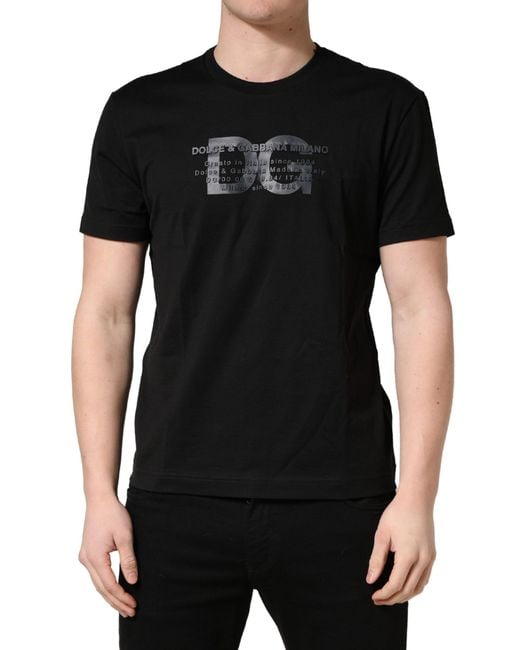 Dolce & Gabbana Black Logo Dg Print Cotton Crew Neck T-Shirt for men