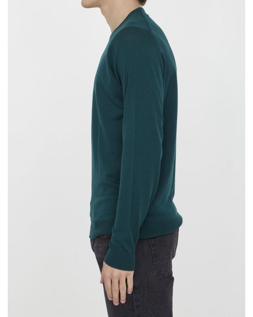 John Smedley Green Merino Jumper for men