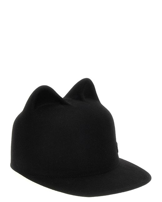 Maison Michel Black Rabbit Fur Cap (Baseball Hat)