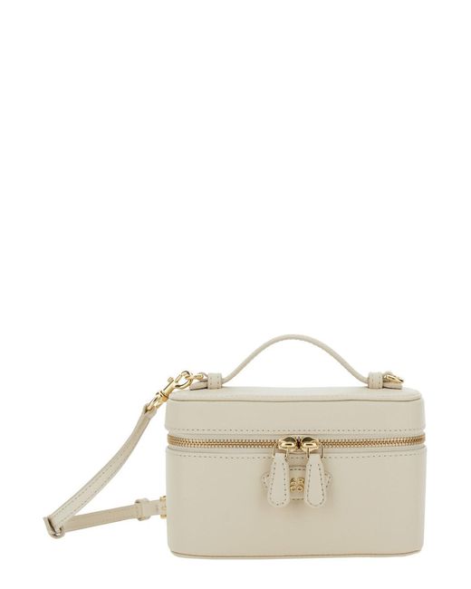 Marc Jacobs Natural 'The Vanity Bag' Crossbody Bag With Removable Shoulder Strap And Logo Lettering On The Front