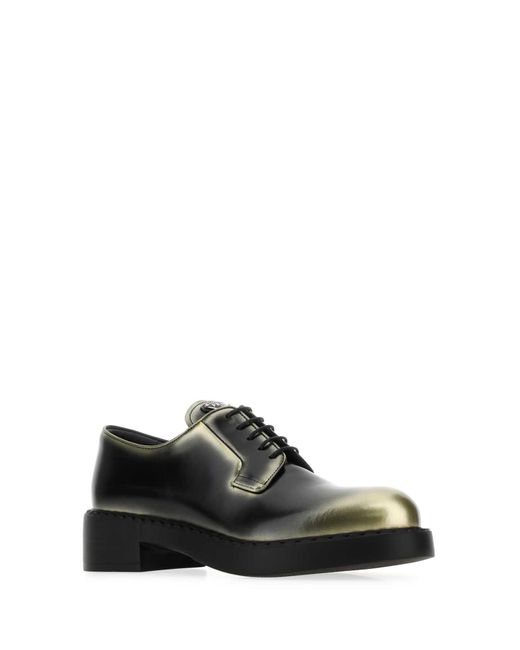 Prada Black Ombré-effect Leather Oxford Shoes