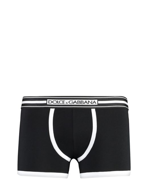 Dolce & Gabbana Black Logoed Elastic Band Cotton Trunks for men