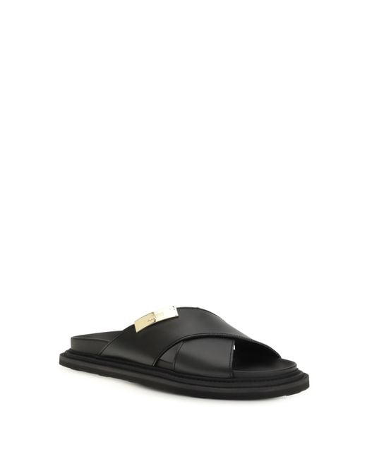 Moschino Black Leather Sandals Calf for men