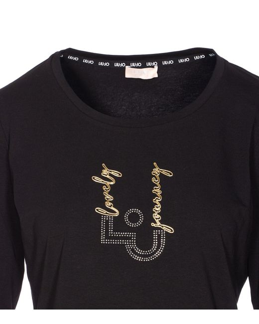 Liu Jo Black Logo Long Sleeves T-Shirt