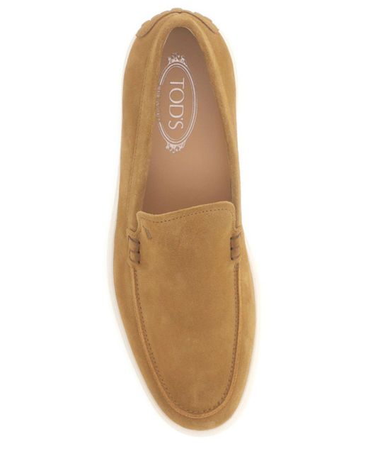 Tod's Brown Logo Embossed Slip-On Loafers for men
