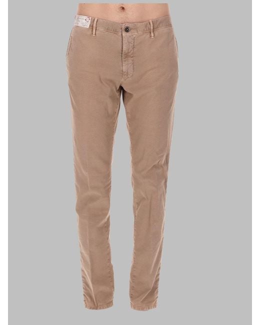 Incotex Natural Trousers With Logo Patch Cotton for men