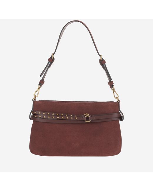 Pinko Purple Shoulder Bag Mini Belt Suede