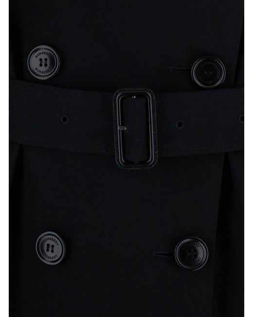 Burberry Black Short Trench Coat Kensington Cotton