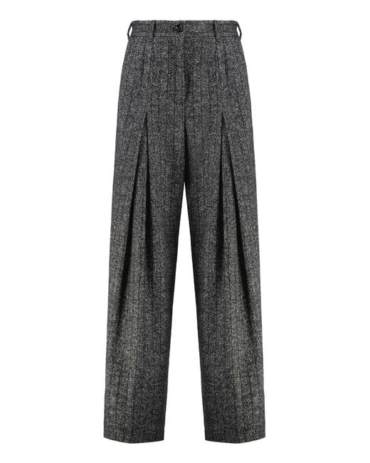 Dolce & Gabbana Gray Wool Wide-Leg Trousers