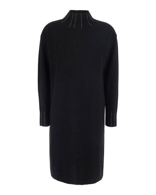 Fabiana Filippi Black Dress With Collar, Wool Blend